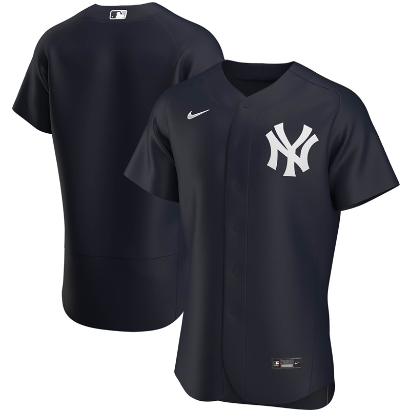 Custom 2020 MLB Men New York Yankees Nike Navy Alternate 2020 Authentic Official Team Jersey 1->milwaukee brewers->MLB Jersey